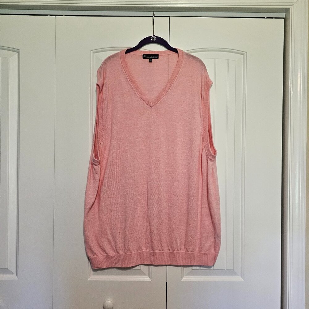 Men's Hart Schaffner Marx‎ Sweater V-Neck Vest Merino Wool Pink Coral Size 3XB